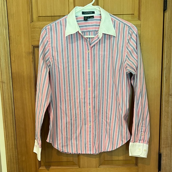 Ralph Lauren Pink and White Striped Shirt - Picture 1 of 4